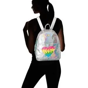 Betsey Johnson Mariss Silver Backpack with Rainbow Melting Heart Betsey Johnson | Bags | Betsey Johnson Metallic Silver  main image 3